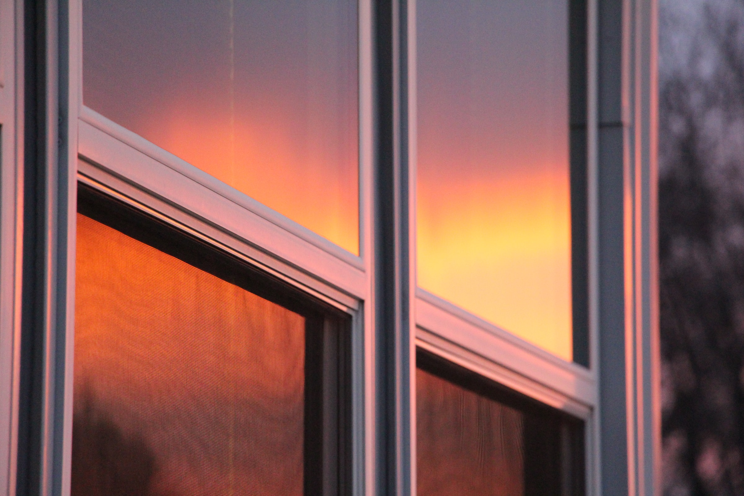 sunset on window